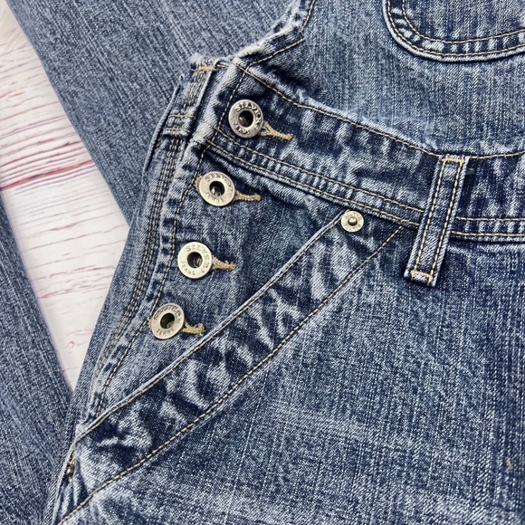 VINTAGE |•SILVER JEANS•| Blue Denim Flare Leg Bib Overall Jeans - Picture 2 of 14